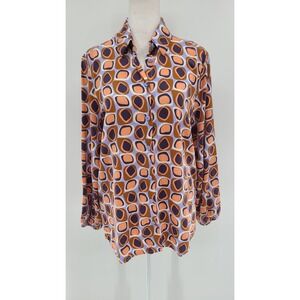 90s Groovy Women Shirt Size 6‎ / 36 Phoebe Buffay Button Up Multicolor Retro